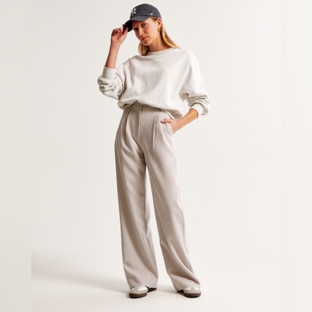 NWT Abercrombie 16 L Wide Leg Sloan Pants Office Business Casual Pleated Preppy